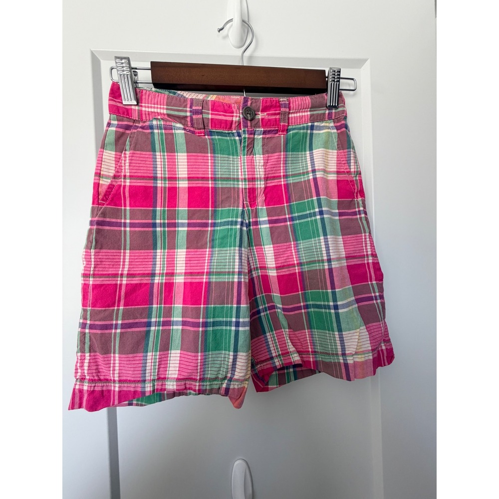 Polo Ralph Lauren Boys Plaid Chino Shorts Pink Green Blue Size 8_151